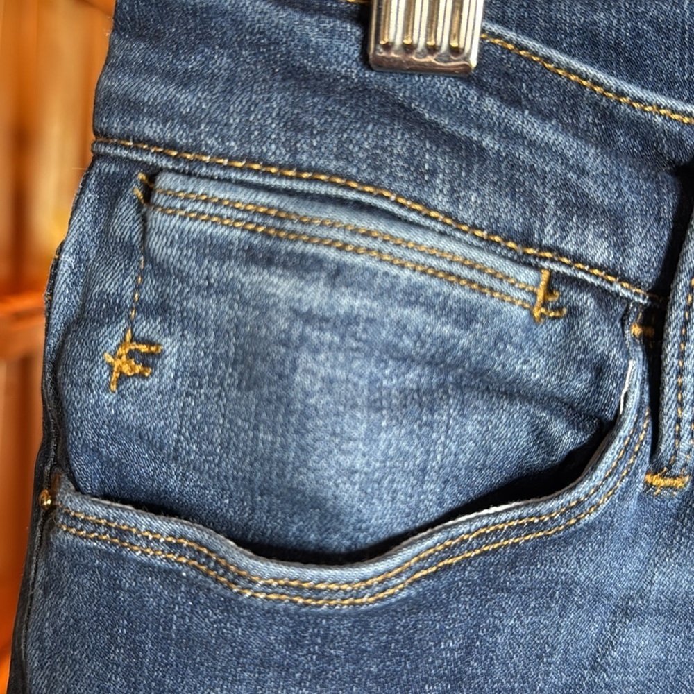 Frame Le High Skinny Jeans Sulham Blue Raw Hem Ankle High Rise Size 27 - Picture 9 of 16